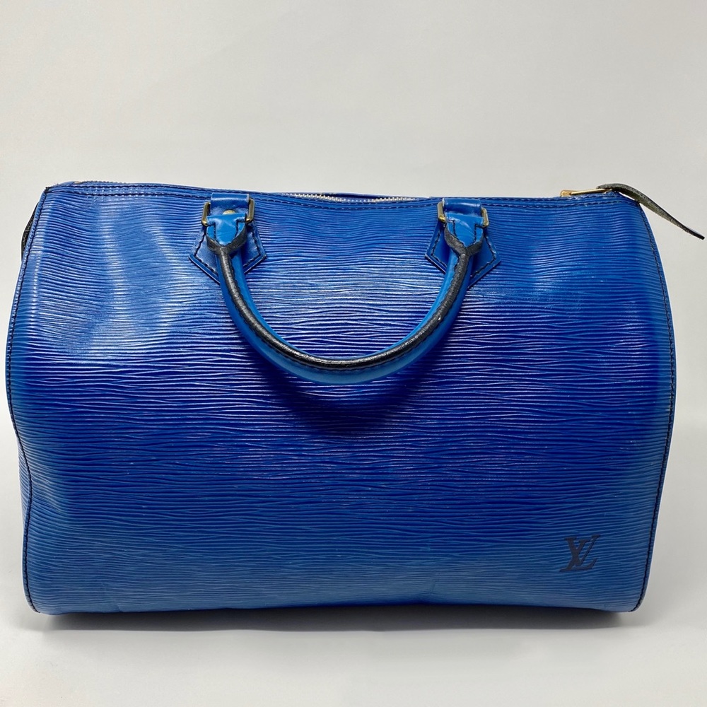 Authentic Louis Vuitton Epi Speedy 30 Toledo Blue